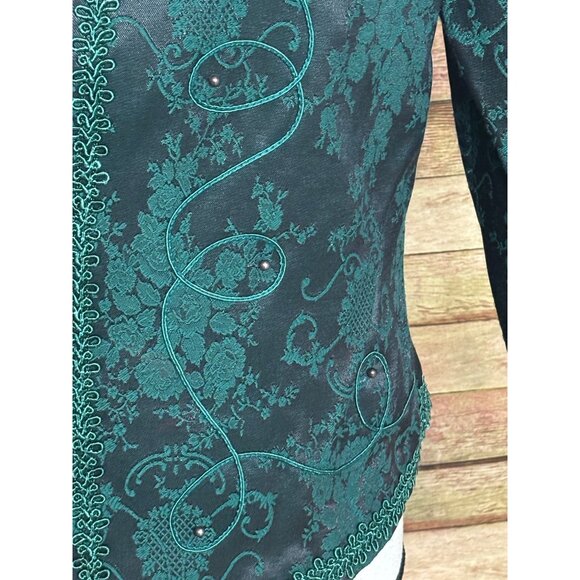 Vintage Nah Nah Collection Green Jacket & Maxi Dress Size M Jacquard Embroidered - Picture 5 of 14